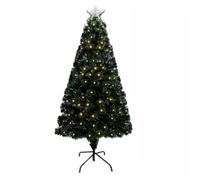 DREAMADE Sapin de Noël Artificiel 150CM en Fibre Optique avec 170 Lampes à LED Colorées & 5 Etoile au Sommet d’Arbre, Pieds en Fer