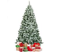 DREAMADE Sapin de Noël Artificiel Floqué 180 CM, Arbre de Noël en PVC avec Support en Fer, Décorations pour Maison,Boutique,Bureau