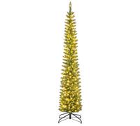 DREAMADE Sapin de Noël Artificiel Lumineux 210 CM avec 499 Branches 200 LED Blanc Chaud Support en Métal Pliable
