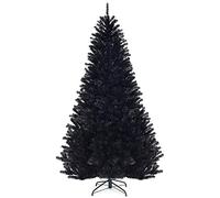 DREAMADE Sapin de Noël Artificiel Noir 180CM/225CM, Arbre de Noël avec Base Métallique en Forme de X et 1036/1258 Points de Branche en PV, Décoration pour Maisons, Hôtels, Ecoles (225cm)