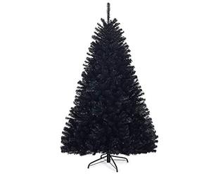 DREAMADE Sapin de Noël Artificiel Noir 180CM/225CM, Arbre de Noël avec Base Métallique en Forme de X et 1036/1258 Points de Branche en PV, Décoration pour Maisons, Hôtels, Ecoles (180cm)