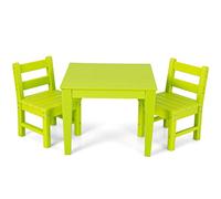 DREAMADE Table avec 2 Chaises Enfants à Partir de 3 Ans, Ensemble 3 Pièces pour Chambre, Salon & Jardin (Vert, 1 Table + 2 Chaises)