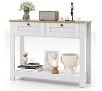 DREAMADE Table Console de Style Fermier avec 2 Tiroirs, Étagère Ouverte et Sécurité Anti-Basculement, Convient pour Salon, Entrée