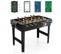 DREAMADE Table Multi-Jeux 4 en 1, Ensemble de Table Combinée Multi-Jeux avec Football, Air Hockey, Billard, Tennis de Table, Table de Billard, Table de Football pour Salles de Jeux, Bars