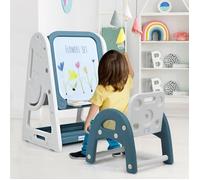 DREAMADE Tableau de Dessin Magnétique pour Enfant avec Étagère à Livre Table à Dessin & Chaise avec Hauteur &Inclinable Réglable