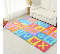 DREAMADE Tapis de Puzzle pour Enfants Tapis de Sol 36 Dalles avec Motif Chiffres 0-9 et Alphabet A-Z Détachable,sans Goût