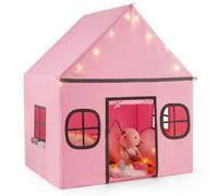 DREAMADE Tente de Jeu pour Enfants, Tente de Jeu en Forme de Maison, Cabane Pliable pour Enfants, avec Lumières Scintillantes, Rose