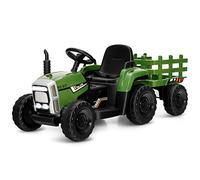 DREAMADE Tracteur Électrique Enfant 3+ Ans avec Remorque Tractopelle 12V Enfant Charge 30KG Tracteur à Pédales avec Télécommande&Musique&Lumières LED&Klaxon (Vert Foncé)