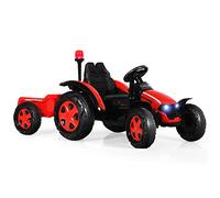 DREAMADE Tracteur Électrique pour Enfant,Tracteur à pédales avec Remorque Amovible et Télécommande, Pédale d'Accélérateur et Klaxon, Charge 30 KG,pour 3-8 Ans (Rouge)