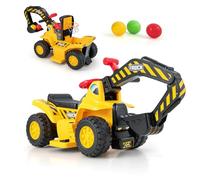 DREAMADE Tractopelle Électrique 6V Enfants 2+Ans avec Godet Réglable,Voiture Électrique avec Panier de Basket Pliable&3 Balles&Klaxon&Effets Sonores,Charge 25KG (Tractopelle)