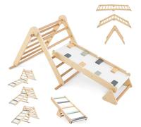 DREAMADE Triangle d'escalade Montessori, 3 en 1 pour Enfants de 3+ Ans, Structure en Bois avec Rampe Double Face, Jouet d'escalade Intérieur