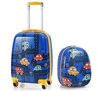 DREAMADE Valise Roulette Enfant 18" et Sac à Dos 12" avec Poignée Réglable Bagage Cabine Enfant 3+Ans avec Roues Pivotante 360° Bagage à Main Fille et Garçon Charge 50KG+8KG (Voiture)