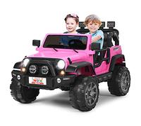DREAMADE Voiture 4X4 Électrique pour Enfant avec Télécommande, Voiture Électrique 12 V avec 3 Vitesses, Coffre de Rangement et 4 Pneus Résistants, Véhicule Électrique avec LED/Musique/USB (Rose)