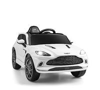 DREAMADE Voiture Électrique 12 V pour Enfant 3+ Ans, Charge Max. 30KG avec Télécommande, Lumières, Véhicule Électrique avec Double Portes Verrouillables, Fonction de Démarrage Lent (Blanc)