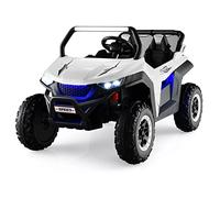 DREAMADE Voiture Électrique 12V pour Enfant, 2 Modes de Conduite, avec Télécommande Effets Sonores Lumineux, Véhicule Tout Terrain avec 2 Sièges pour Enfant 3-8 Ans, Charge 59kg, 118x74x71cm (Blanc)