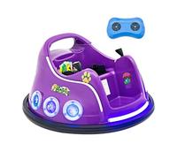 DREAMADE Voiture Electrique Auto-Tamponneuse 12V pour Enfants 3+ Ans, Bumper Car avec Télécommande 2,4G, Rotation à 360 Degrés & Lumières & Musique & Connexion sans Fil (Violet)