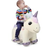 DREAMADE Voiture Electrique Enfants, Voiture à Chevaucher en Peluche avec Musique, Pédale, Guidon Antidérapant, Licorne