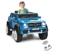 DREAMADE Voiture Électrique Mercedes-Benz Maybach G650-S 12V avec Télécommande, Phare, Coffre de Rangement, Vitesse 2-4,5km/h,Bleu
