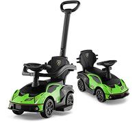 DREAMADE Voiture Porteur Enfant pour 1-3 Ans Lamborghini, Porteur Bebe avec Klaxon & Sons du Moteur, Poignée de Poussée, Garde-Corps Amovible, Rangement sous Le Siège (Vert)