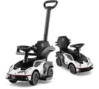 DREAMADE Voiture Porteur Enfant pour 1-3 Ans Lamborghini, Porteur Bebe avec Klaxon & Sons du Moteur, Poignée de Poussée, Garde-Corps Amovible, Rangement sous Le Siège (Blanc)