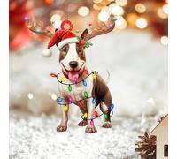 DreamAutumn Décorations de Noël en Acrylique 2D - Chien Bull Terrier - Ornements à Suspendre pour Sapin, Boules de Nouvel An, Cadeaux