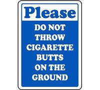Dreamawsl Panneau d'avertissement en étain avec inscription « No Cigarette Butts on The Ground » - 30,5 x 20,3 cm