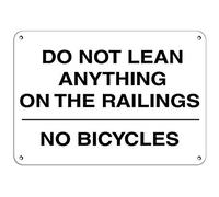 Dreamawsl Panneau en aluminium avec inscription « Notice Board Do Not Lean Anything On The Railings No Bicycles » - 30,5 x 20,3 cm