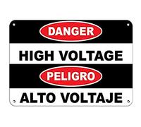 Dreamawsl Plaque en métal aluminium avec inscription « Notice Board Danger High Voltage Peligro Alto Voltaje » - 30,5 x 20,3 cm