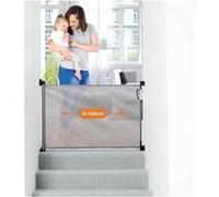 DREAMBABY® Barrière de sécurité rétractable - A visser - Ouverture à double sens - Cadre jusqu'à 140 cm -2 kits montage inclus-