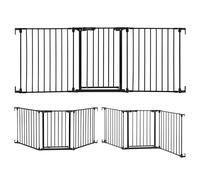 Dreambaby Discovery 3-Panel Flex Configure Adapta Folding Child Safety Gate - Fits Opening from 74.5cm - 195cm Wide and 74cm Tall - with Smart Stay Open Feature & One Way Stopper- Black