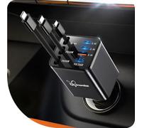 DreamBee Chargeur de voiture rétractable, 108 W 6 en 1 super rapide avec 3 cordons 80 cm, adaptateur de chargeur de voiture USB C pour iPhone 17/16/15/14/13 Pro Max, XR, iPad, Samsung, Pixel