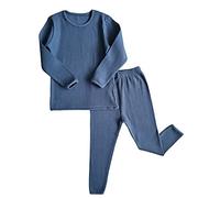 DreamBuy 6M-7A bébé Enfants Bambin Unisexe Filles et garçons Doux Coton Confortable côtelé Pyjama/vêtements de détente élastique vêtements de Nuit 2pcs Set (1-2A, Bleu)