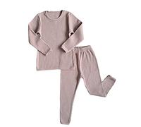 DreamBuy 6M-7A bébé Enfants Bambin Unisexe Filles et garçons Doux Coton Confortable côtelé Pyjama/vêtements de détente élastique vêtements de Nuit 2pcs Set (2-3A, Moka)
