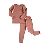 DreamBuy 6M-7A bébé Enfants Bambin Unisexe Filles et garçons Doux Coton Confortable côtelé Pyjama/vêtements de détente élastique vêtements de Nuit 2pcs Set (1-2YA, Cuir Rose)