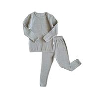 DreamBuy 6M-7A bébé Enfants Bambin Unisexe Filles et garçons Doux Coton Confortable côtelé Pyjama/vêtements de détente élastique vêtements de Nuit 2pcs Set (6-7A, Gris)