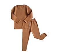 DreamBuy 6M-7A bébé Enfants Bambin Unisexe Filles et garçons Doux Coton Confortable côtelé Pyjama/vêtements de détente élastique vêtements de Nuit 2pcs Set (3-6M, Caramel)