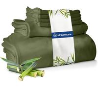 DREAMCARE Parure de lit 4 pièces 100 % viscose de bambou, draps rafraîchissants pour les nuits chaudes - Parure de lit Queen size en viscose de bambou (olive)