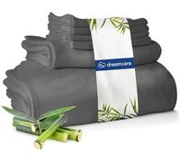 DREAMCARE Parure de lit 4 pièces 100 % viscose de bambou, draps rafraîchissants pour les nuits chaudes - Parure de lit Queen size en viscose de bambou (gris)