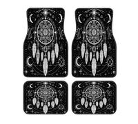 Dreamcatcher Bohemian Moon Lot de 4 tapis de sol universels pour voiture Couverture complète Tapis de voiture antidérapant Polyester imprimé avant et arrière Protection intérieure pour voitures