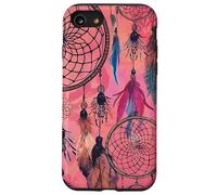 Dreamcatcher Boho Magic Pink Dark Feather Witchy Red Dreams Coque pour iPhone SE (2020) / 7/8