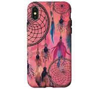 Dreamcatcher Boho Magic Pink Dark Feather Witchy Red Dreams Coque pour iPhone X/XS