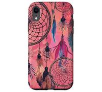 Dreamcatcher Boho Magic Pink Dark Feather Witchy Red Dreams Coque pour iPhone XR