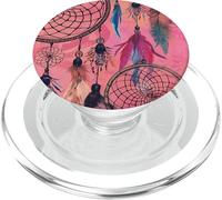 Dreamcatcher Boho Magic Pink Dark Feather Witchy Red Dreams PopSockets PopGrip pour MagSafe