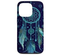 Dreamcatcher Boho Rainbow Dark Feather Dark Blue Dreams Coque pour iPhone 13 Pro