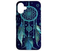 Dreamcatcher Boho Rainbow Dark Feather Dark Blue Dreams Coque pour iPhone 16 Plus