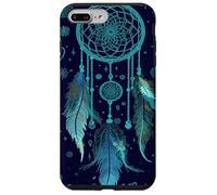 Dreamcatcher Boho Rainbow Dark Feather Dark Blue Dreams Coque pour iPhone 7 Plus/8 Plus
