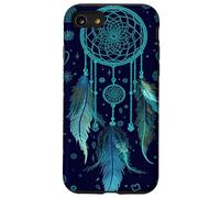 Dreamcatcher Boho Rainbow Dark Feather Dark Blue Dreams Coque pour iPhone SE (2020) / 7/8