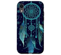 Dreamcatcher Boho Rainbow Dark Feather Dark Blue Dreams Coque pour iPhone XR