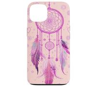 Dreamcatcher Boho Rainbow Purple Feather Dreams Rose à Joues Coque pour iPhone 13