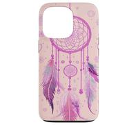 Dreamcatcher Boho Rainbow Purple Feather Dreams Rose à Joues Coque pour iPhone 13 Pro